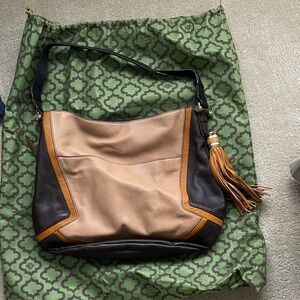 Stylish orYANY Tan and Brown Leather Shoulder Bag